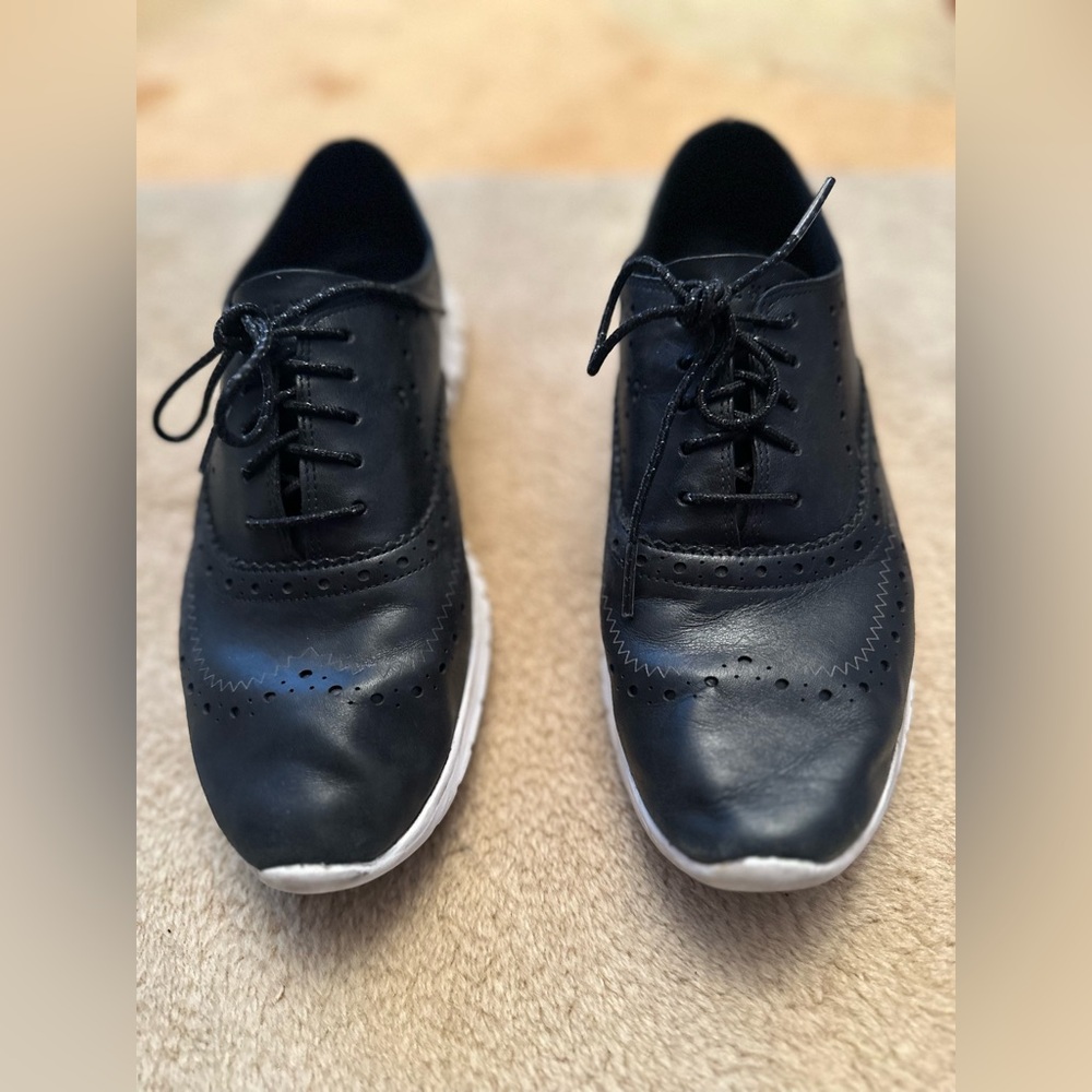 Cole Haan Black Zerogrand Winged Oxford Shoes, Size 8.5